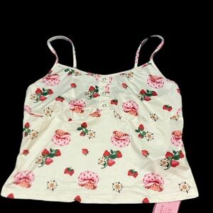 SHEIN Cream Strawberry  Shortcake Print Women’s top XL